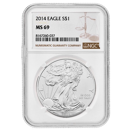 2014 NGC MS-69 American Silver Eagle Coin (Brown Label)