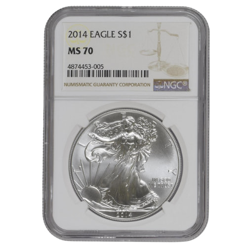 2014 NGC MS-70 1 oz American Silver Eagle Coin - Brown Label
