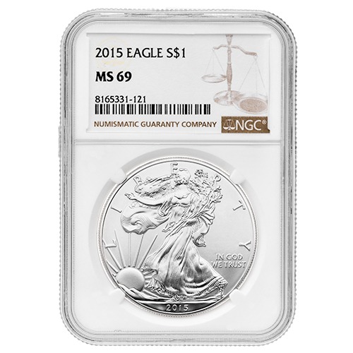 2015 NGC MS-69 American Silver Eagle Coin (Brown Label)