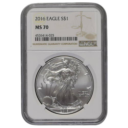 2016 NGC MS-70 1 oz American Silver Eagle Coin - Brown Label
