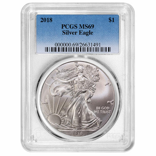 2018 PCGS MS-69 1 oz American Silver Eagle Coin