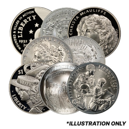 US $1 Commemorative 0.999 Fine Silver Bullion/Proof Coin - Random Year