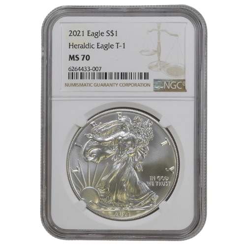 2021 NGC MS-70 1 oz American Silver Eagle Coin (Type 1) - Brown Label