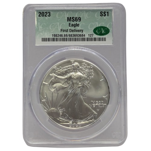 2023 CAC MS-69 First Delivery 1 oz American Silver Eagle Coin