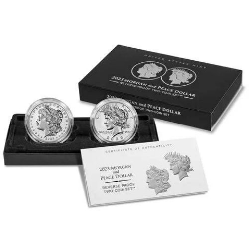 [["2023 Morgan and Peace Silver Dollar Reverse Proof Set (Box & COA",")"]]