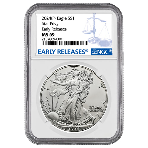 2024-(P) NGC MS-69 Early Releases Star Privy 1 oz American Silver Eagle Coin