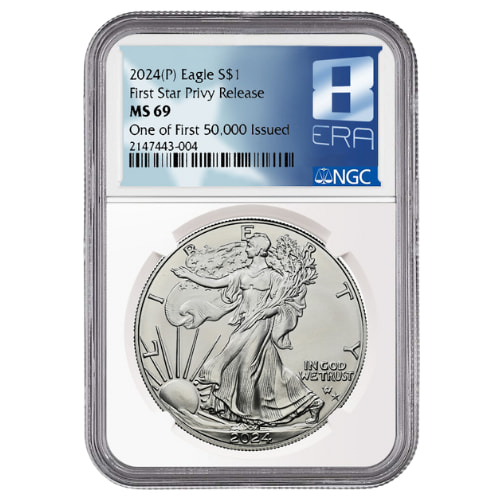 2024-(P) NGC MS-69 One of First 50,000 Issued Star Privy 1 oz American Silver Eagle Coin
