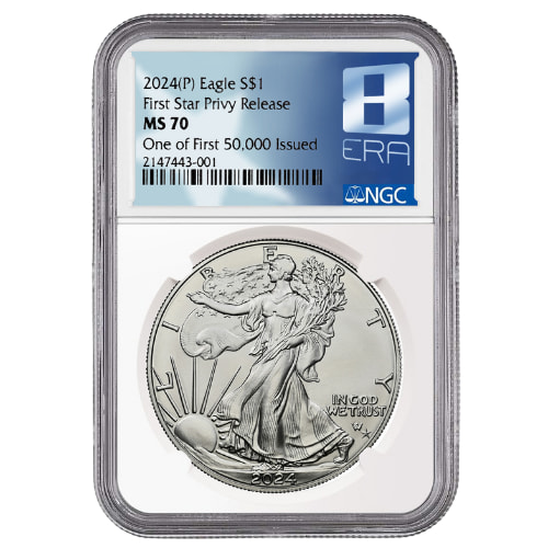 2024-(P) NGC MS-70 One of First 50,000 Issued Star Privy 1 oz American Silver Eagle Coin