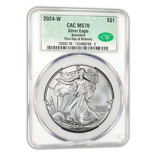 2024-W CAC MS-70 First Day Of Delivery 1 oz American Silver Eagle Burnished Coin