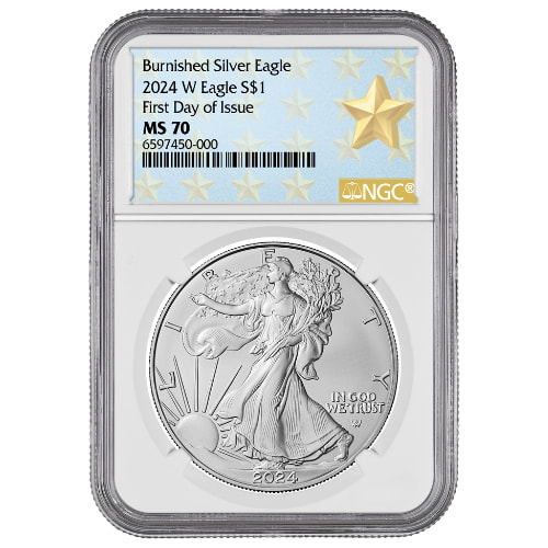 2024-W NGC MS-70 First Day of Issue 1 oz American Silver Eagle Burnished Coin - West Point Label