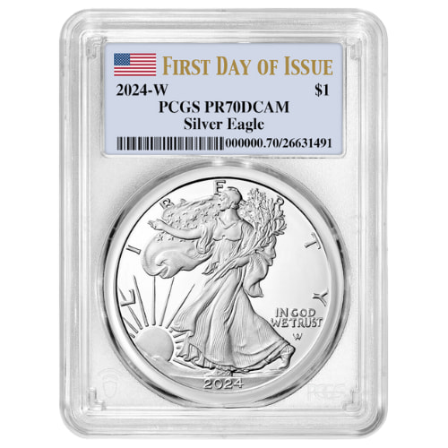 2024-W PCGS PR-70 First Day of Issue 1 oz American Silver Eagle Proof Coin