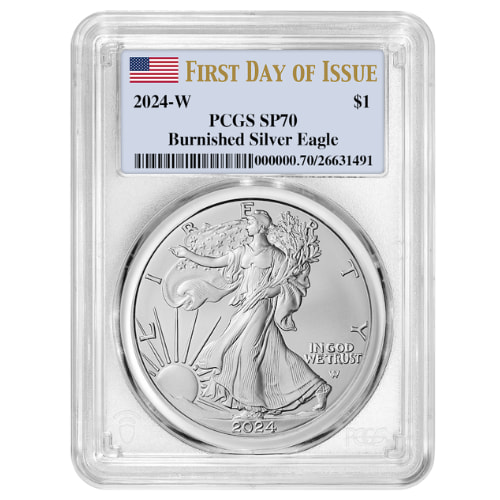 2024-W PCGS SP-70 First Day Of Issue 1 oz American Silver Eagle Burnished Coin