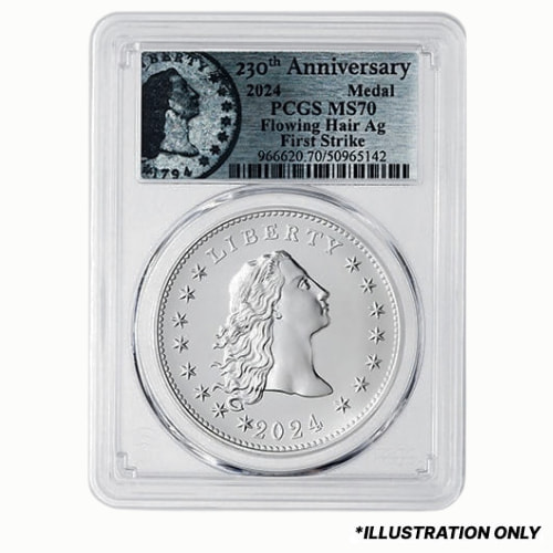 2024 PCGS MS-70 First Strike 1 oz US 230th Anniversary Flowing Hair Silver Medal