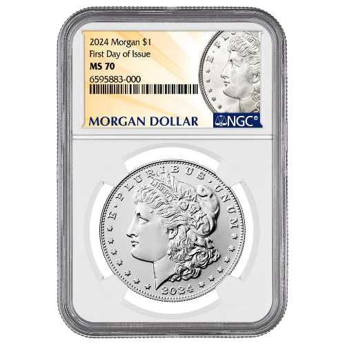 2024 NGC MS-70 First Day of Issue Morgan Dollar Silver Coin - Morgan Dollar Label