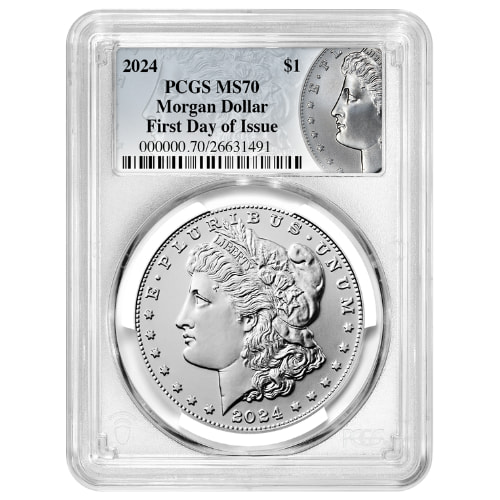 2024 PCGS MS-70 First Day of Issue Morgan Dollar Silver Coin - Morgan Dollar Label