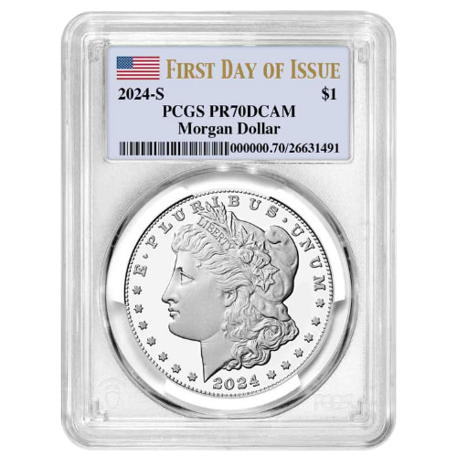 2024-S PCGS PR-70 Ultra Cameo First Day of Issue Morgan Dollar Proof Silver Coin