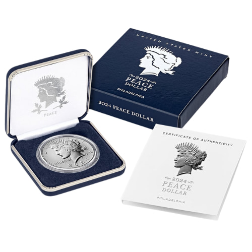 2024 Peace Dollar Silver Coin with Box & COA