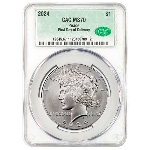 2024 CAC MS-70 First Day of Delivery Peace Dollar Silver Coin