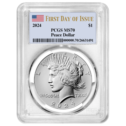 2024 PCGS MS-70 First Day of Issue Peace Dollar Silver Coin