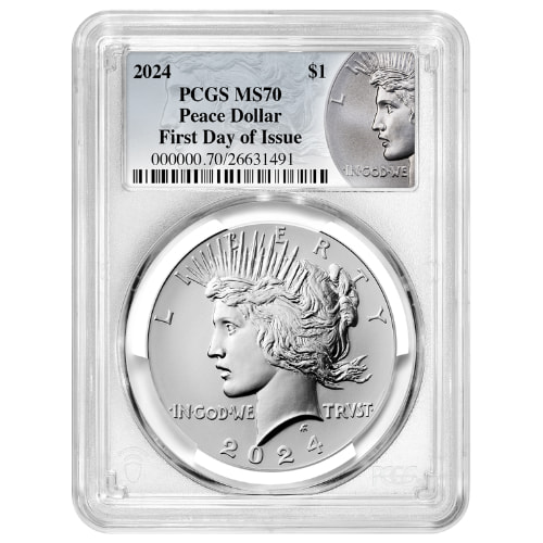 2024 PCGS MS-70 First Day of Issue Peace Dollar Silver Coin - Peace Dollar Label