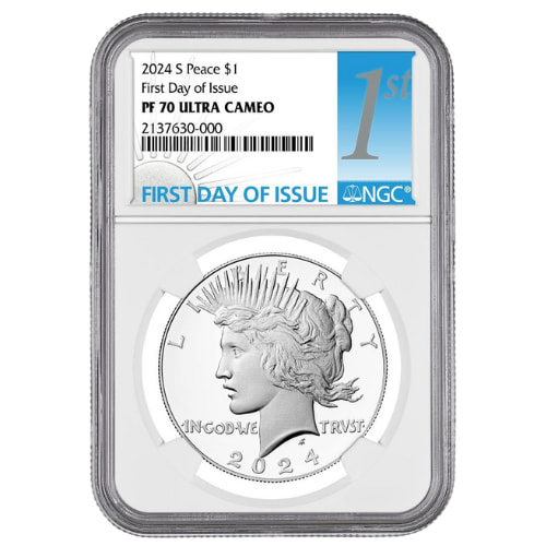 2024-S NGC PF-70 Ultra Cameo First Day of Issue Peace Dollar Proof Silver Coin