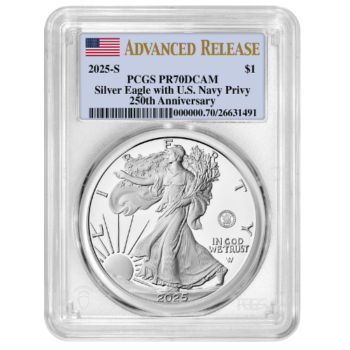 2025-S PCGS PR-70 Advanced Releases US Navy Privy 1 oz American Silver Eagle Proof Coin
