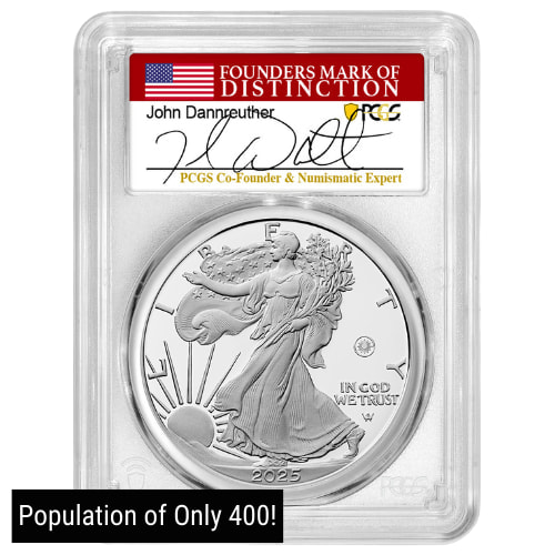 2025-W PCGS PR-70 First Day of Issue US Laser Privy 1 oz American Silver Eagle Proof Coin – John Dannreuther Label