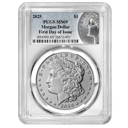 2025 PCGS MS-69 First Day of Issue Morgan Dollar Silver Coin
