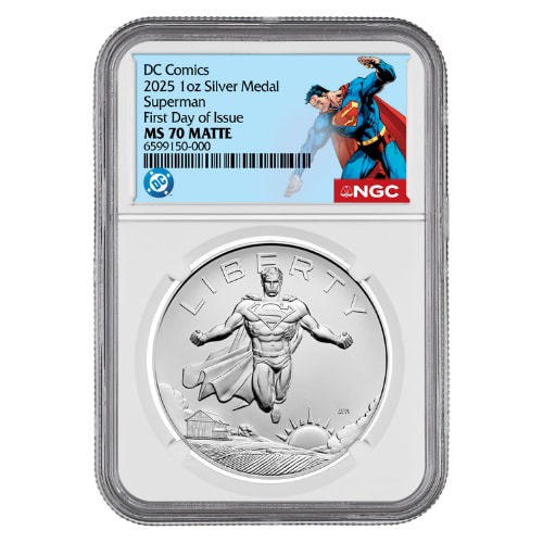 2025 NGC MS-70 First Day of Issue 1 oz US Superman™ Silver Medal