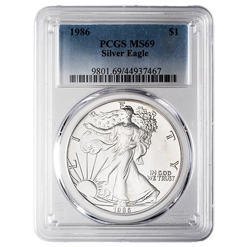 1986 PCGS MS-69 1 oz American Silver Eagle Coin - Standard Label