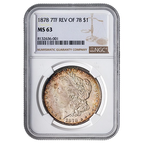 1878 NGC MS-63 Morgan Silver Dollar Coin - 7 Tail Feathers