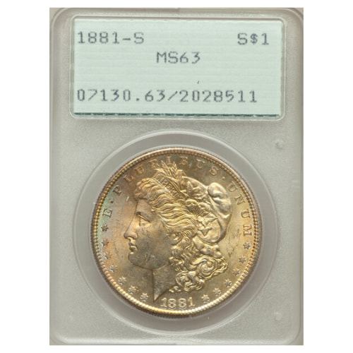 1881-S PCGS MS-63 Morgan Silver Dollar Coin - Old Green Holder
