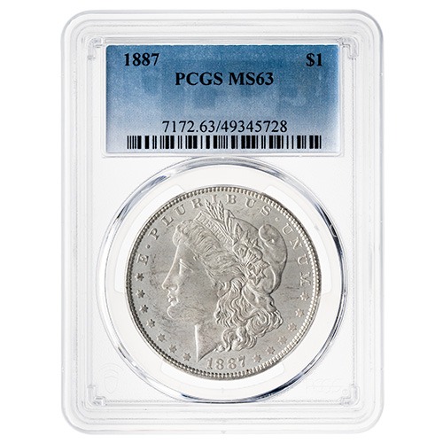 1887 PCGS MS-63 Morgan Dollar Silver Coin