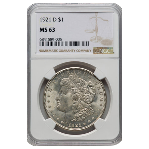 1921-D NGC MS-63 Morgan Silver Dollar Coin