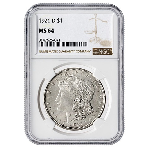 1921-D NGC MS-63 Morgan Silver Dollar Coin