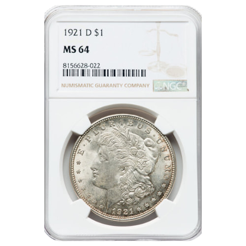 1921-D NGC MS-64 Morgan Silver Dollar Coin