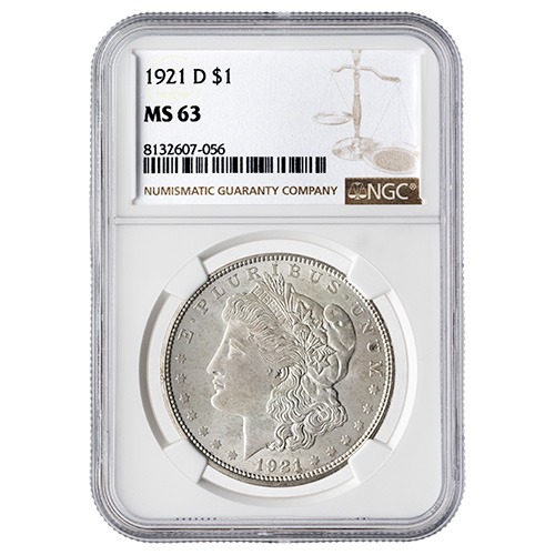 1921-D NGC MS-64 Morgan Silver Dollar Coin