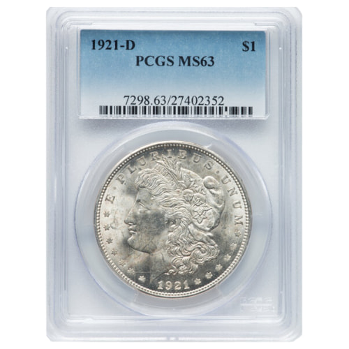 1921-D PCGS MS-63 Morgan Silver Dollar Coin