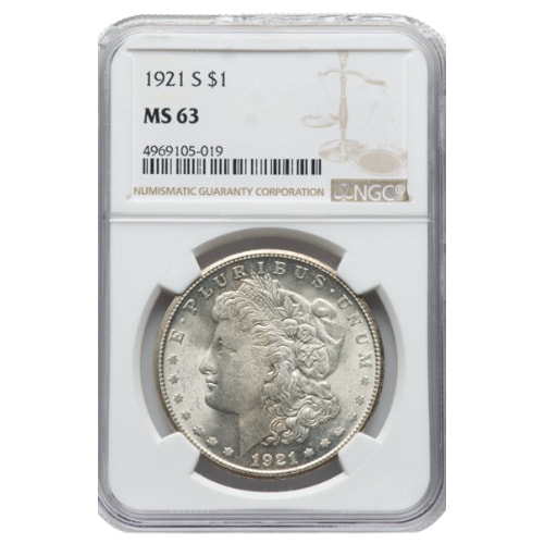 1921-S NGC MS-63 Morgan Silver Dollar Coin