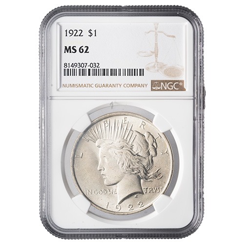 1922 NGC MS-62 Peace Dollar Silver Coin