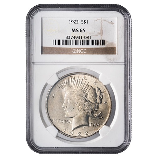 1922 NGC MS-65 Peace Dollar Silver Coin