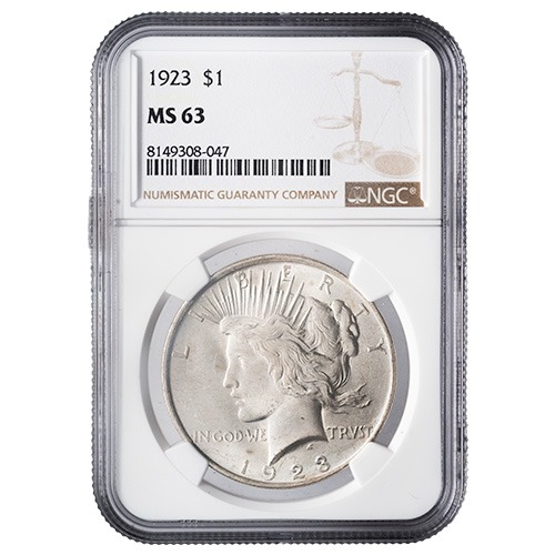 1923 NGC MS-63 Peace Dollar Silver Coin