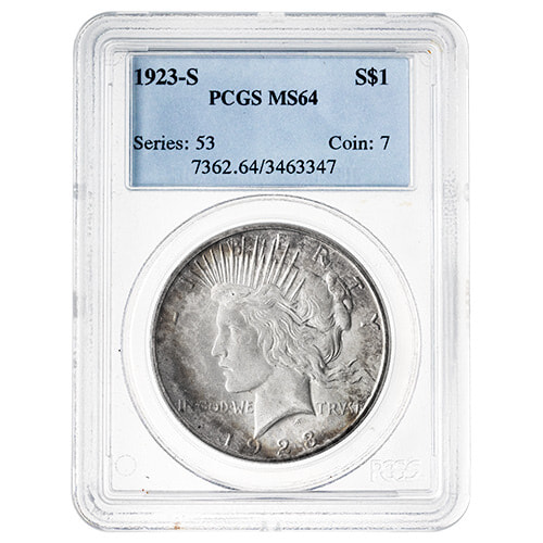 1923-S PCGS MS-64 Peace Dollar Silver Coin