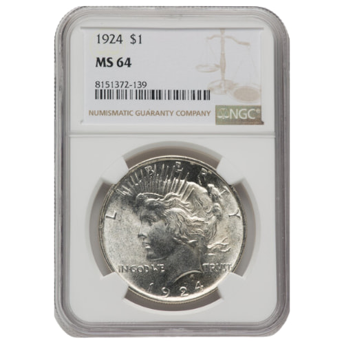 1924 Peace Silver Dollar Coin NGC MS-64