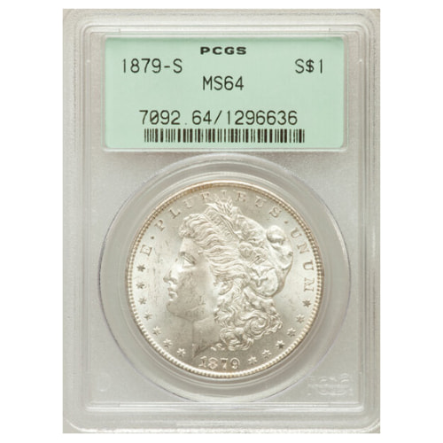 1879-S PCGS MS-64 Morgan Silver Dollar Coin - Old Green Holder