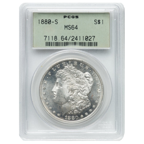1880-S PCGS MS-64 Morgan Silver Dollar Coin - Old Green Holder