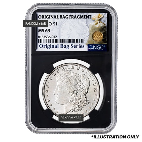 NGC MS-63 Pre-1921 Morgan Dollar Silver Coin - Original Bag Fragment - Random Year