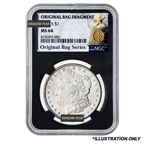 Pre-1921 NGC MS-64 Morgan Dollar Silver Coin - Original Bag Fragment