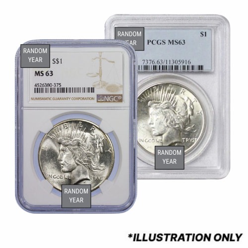 Pre-1935 NGC/PCGS MS-63 Peace Silver Dollar - Random Year