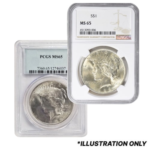 1922-1935 NGC/PCGS MS-65 Peace Silver Dollar - Random Year